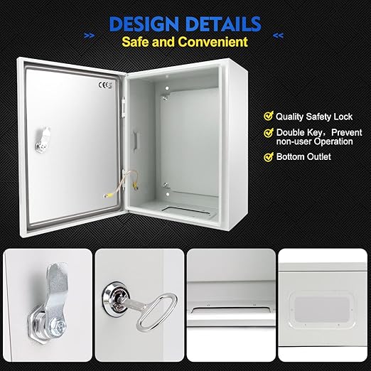 Outdoor Electrical Box, Steel Junction Box 16 x 12 x 8'', NEMA 4X Electrical - Image 7