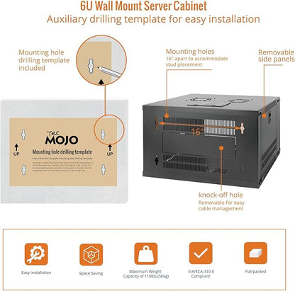 Tecmojo 6U Wall Mount Server Cabinet IT Network Rack Enclosure Lockable Door - Image 5