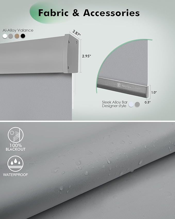 Yoolax Motorized Blinds with Remote, Automatic Roller Shades Cordless Electric - Image 5