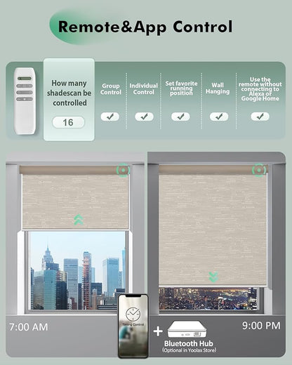 Yoolax Motorized Blinds with Remote, Automatic Roller Shades Cordless Electric - Image 4