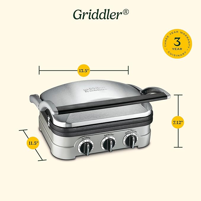 Cuisinart Griddler Indoor Grill, Panini Press, Sandwich Maker & More, 5-in-1 - Image 6