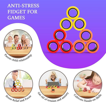 Cevioce 9 PCS Magnetic Ring Fidget Toys Set, ADHD Anxiety Magnetic Finger - Image 6