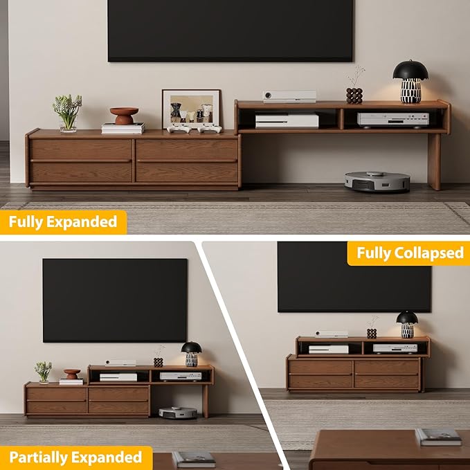YQJJGL Solid Wood TV Stand for TVs up to 65 Inch， Walnut TV Stand - Image 6
