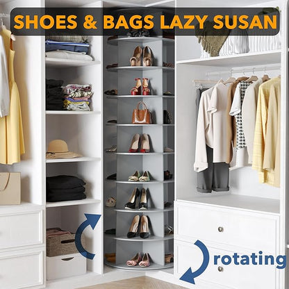 SpaceAid 9 Tier Rotating Shoe Rack Tower, Spinning Shoe Display Lazy Susan - Image 4