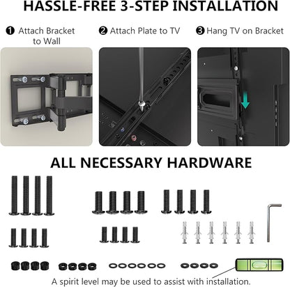 WALI Full Motion TV Wall Mount for 32–70 Inch TVs – Dual Articulating Mount - Image 5