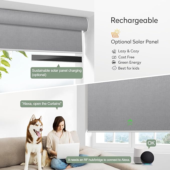 Zshine Motorized Blackout Window Blinds Customize Width Remote Control Wireless - Image 5