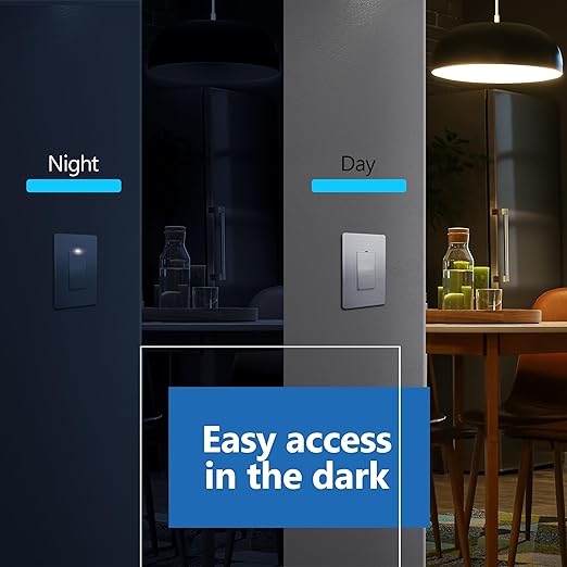 LIDER Minimalist Design Matte Finish Lighted Decorator Switch, Frameless Paddle - Image 7