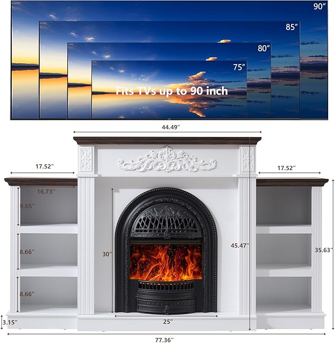 78" Birdcage-Style Electric Fireplace - Image 2