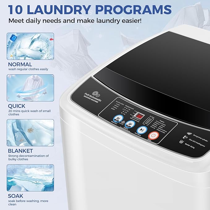 17.8Lbs Portable Washing Machine Nictemaw Portable Washer, 2.3 Cu.ft Washer and - Image 3