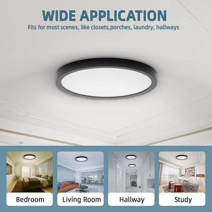 TOPELER Black Slim LED Surface Mount Ceiling Light, 9inch Dimmable Round Flat - Image 8