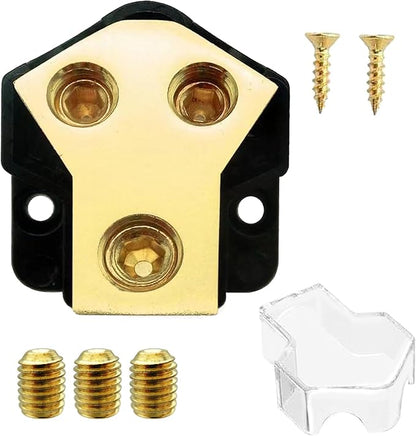KCT 0/2/4 Gauge in 4/8 Gauge Out 2 Way Amp Power Distribution Block by KCT