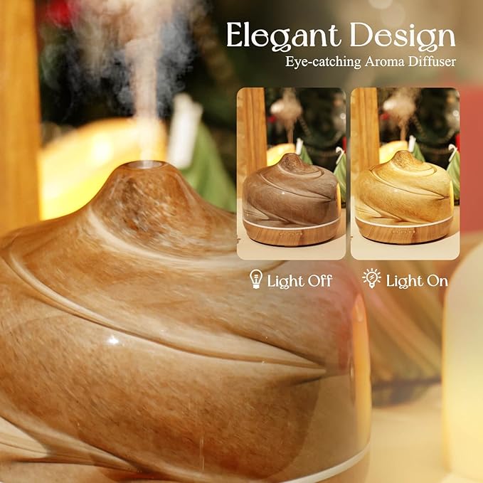 Porseme 500ml Glass Essential Oil Diffuser Aromatherapy Ultrasonic Cool Mist - Image 7