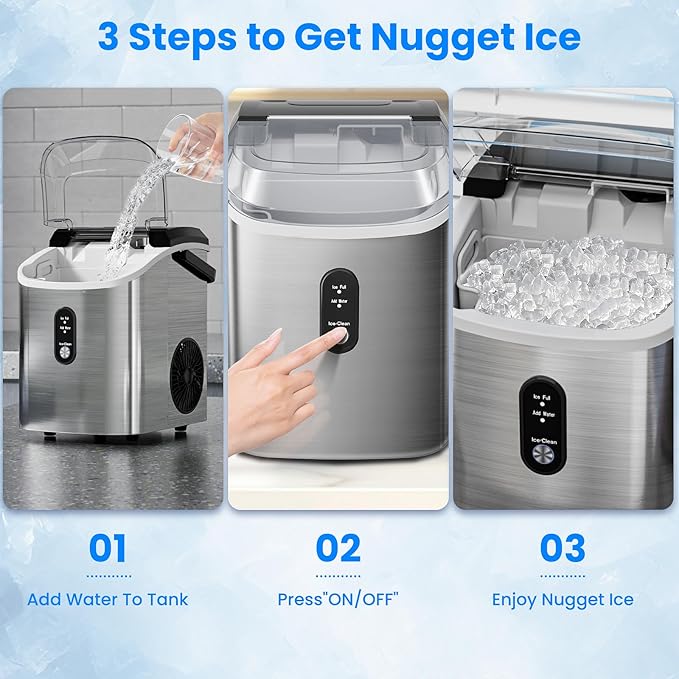 Antarctic Star Nugget Ice Makers Countertop, Portable Ice Maker Machine - Image 2