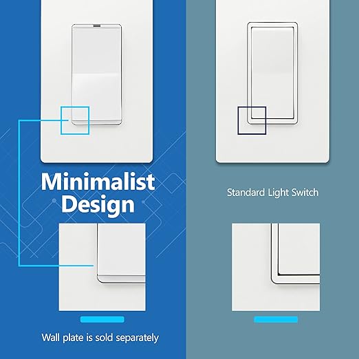 LIDER Minimalist Design Matte Finish Lighted Decorator Switch, Frameless Paddle - Image 4