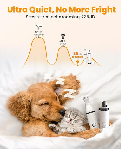 oneisall Dog Nail Grinder and Paw Trimmer Kit 3 in 1 Quiet Rechargeable - Image 4