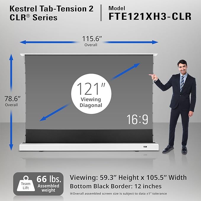 Elite Screens Kestrel Tab-Tension CLR, 121 inch 16:9, Ultra-Short Throw Ceiling - Image 4