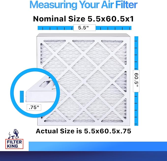Filter King 5.5x60.5x1 Air Filter | 4-PACK | MERV 8 HVAC Pleated A/C Furnace - Image 2