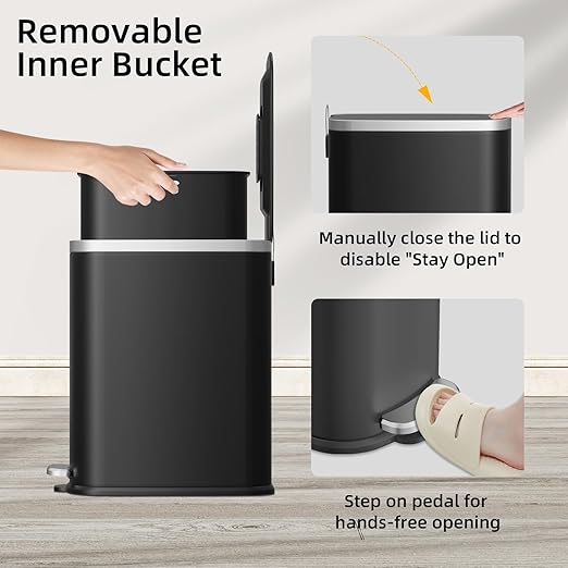 KUK Slim Bathroom Trash Can - Image 5