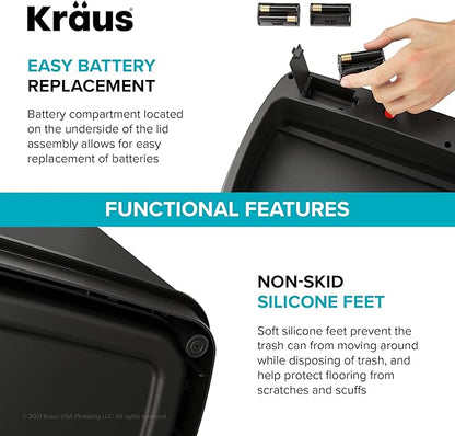 Kraus GarbagePro Rectangular 13 Gallon Hands-Free Motion Sensor Trash Can - Image 14
