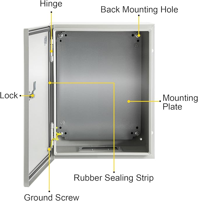 VEVOR NEMA Steel Enclosure, IP66 Waterproof & Dustproof, Outdoor/Indoor - Image 9