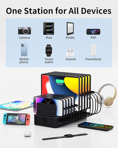 100W Charging Station for Multiple Devices, 10-Port USB Fast Charging Station - Image 3