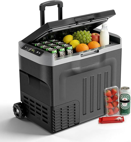 12V Portable Refrigerator, 42 Quart Dual-Voltage 12V/24V DC Car Cooler by Electactic