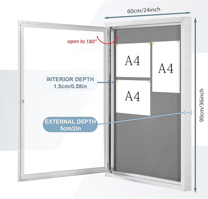 Outdoor Bulletin Board Weatherproof 36x24 in, Enclosed Bulletin Board - Image 2