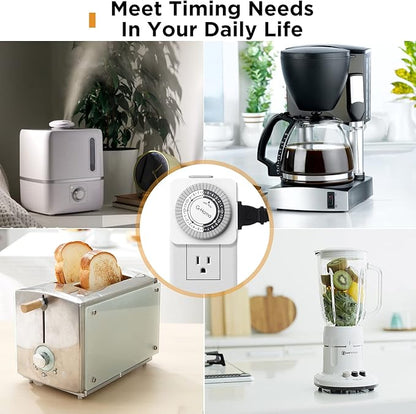 G-Homa Timers for Electrical Outlets, 24 Hour Indoor Plug-in Mechanical Timer - Image 6
