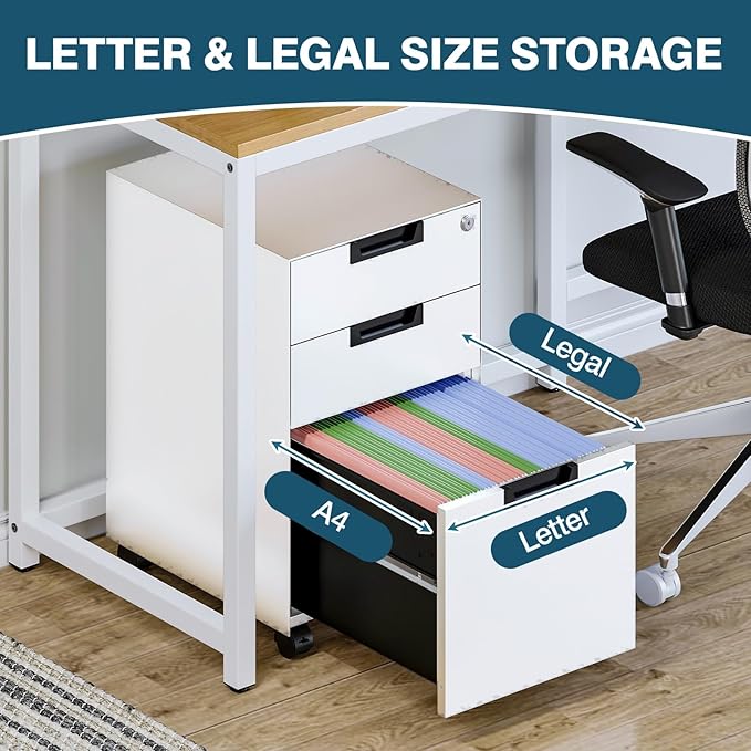 MIIIKO 3 Drawer Filing Cabinet - Image 5