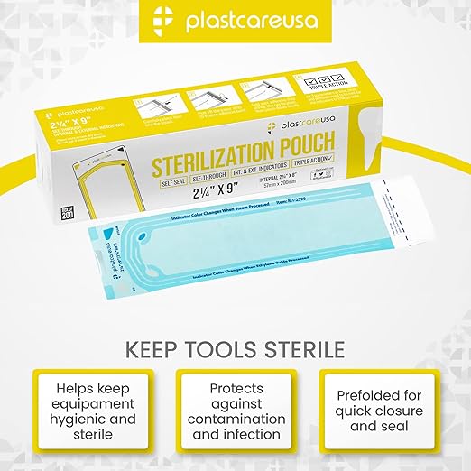 200 2.25 x 9 Sterilization Pouches, Sterilizer Autoclave Bags - Image 6