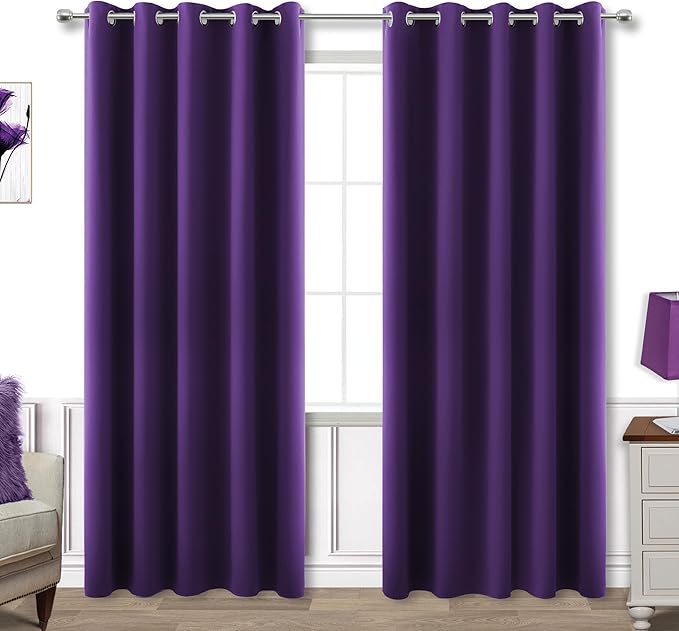 KOUFALL Dark Purple Blackout Curtains by KOUFALL