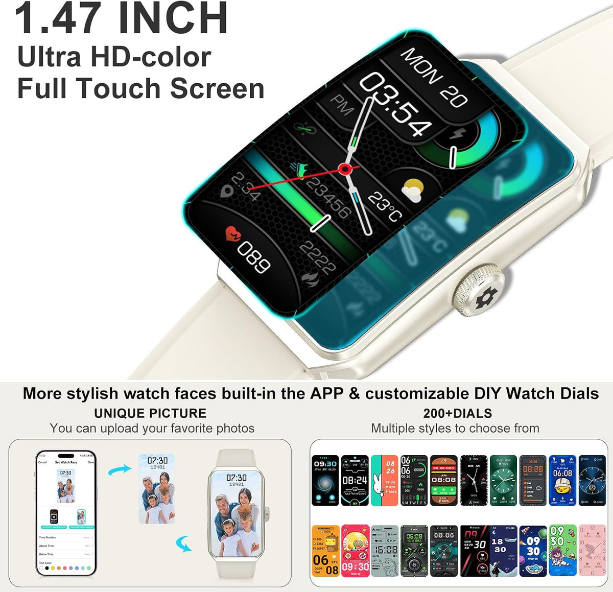 fitness tracker, step counter with 24/7 heart rate, side view