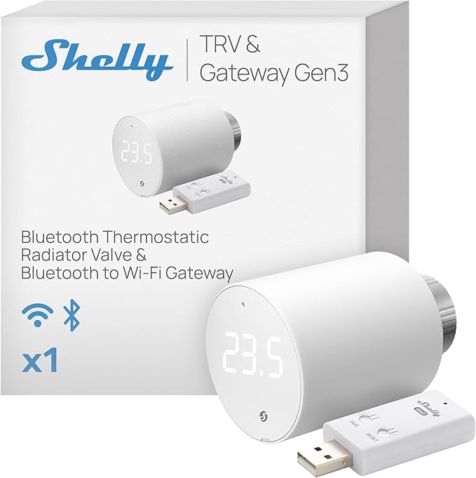 Shelly Blu TRV & Blu Gateway Gen3, Smart Thermostatic Radiator Valve, by Shelly