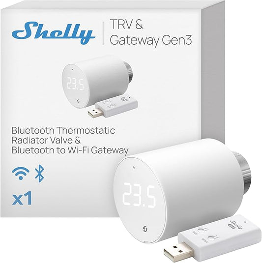 Shelly Blu TRV & Blu Gateway Gen3, Smart Thermostatic Radiator Valve, by Shelly