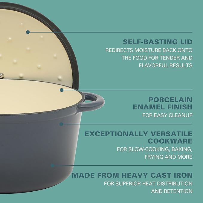 Gibson Home Addlestone 7 Qt Enameled Cast Iron Dutch Oven Pot - Image 3