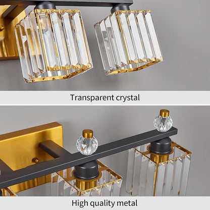 FDPBY Vanity Lights 4-Light Modern Crystal Vanity Light Black Gold Bathroom - Image 4