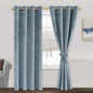 JIUZHEN Stone Blue Velvet Curtains 72 inches Blackout Curtains by JIUZHEN