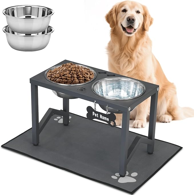 Elevated Dog Bowl Stand, 11.8 Inch Tall Raised Feeder by FLODOMIXHOME