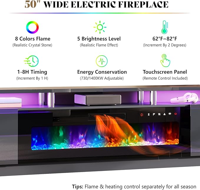 AMERLIFE 90" 2 Tier Fireplace TV Stand - Image 2