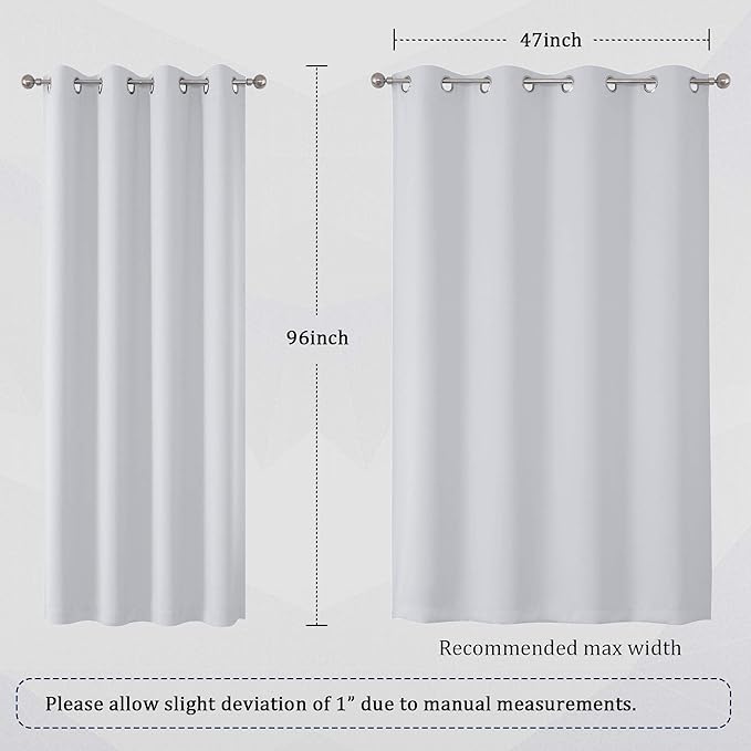 DUALIFE Greyish White Curtains for Bedroom Window Treatment 96 Inch Length - Image 6