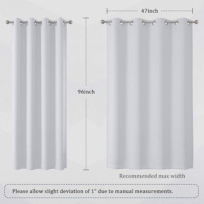 DUALIFE Greyish White Curtains for Bedroom Window Treatment 96 Inch Length - Image 6