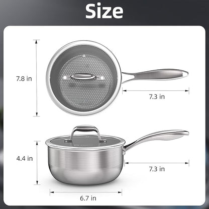 COOKER KING 3 Quart Stainless Steel Saucepan, Nonstick Sauce Pan, Ceramic Suce - Image 2