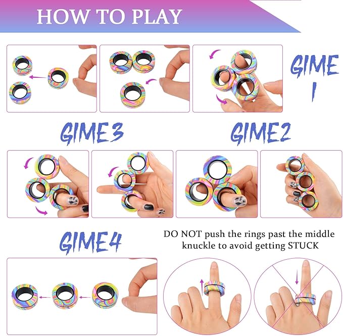 Cevioce 3Pcs Magnetic Rings Fidget Toy Set, Idea ADHD Anxiety Magnetic Fidget - Image 5