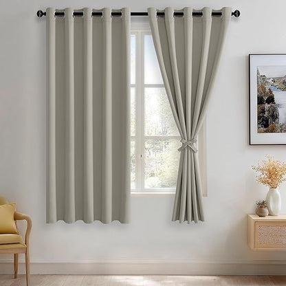 JIUZHEN Silver Grey Blackout Curtains by JIUZHEN