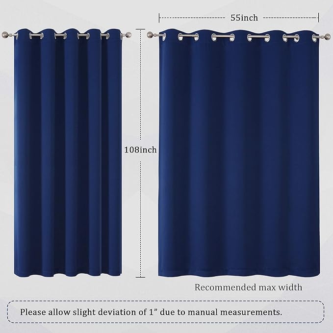 DUALIFE Navy Blue Blackout Curtains Thermal Insulated Window Drapes - Image 6