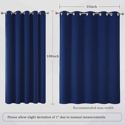 DUALIFE Navy Blue Blackout Curtains Thermal Insulated Window Drapes - Image 6