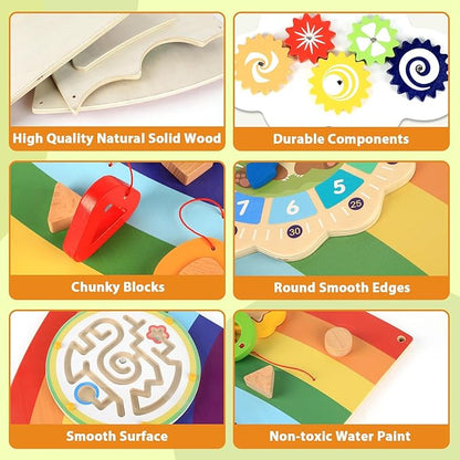 5FT Large Sunshine Rainbow Wooden Activity Wall Panel Christmas Gift - Image 5