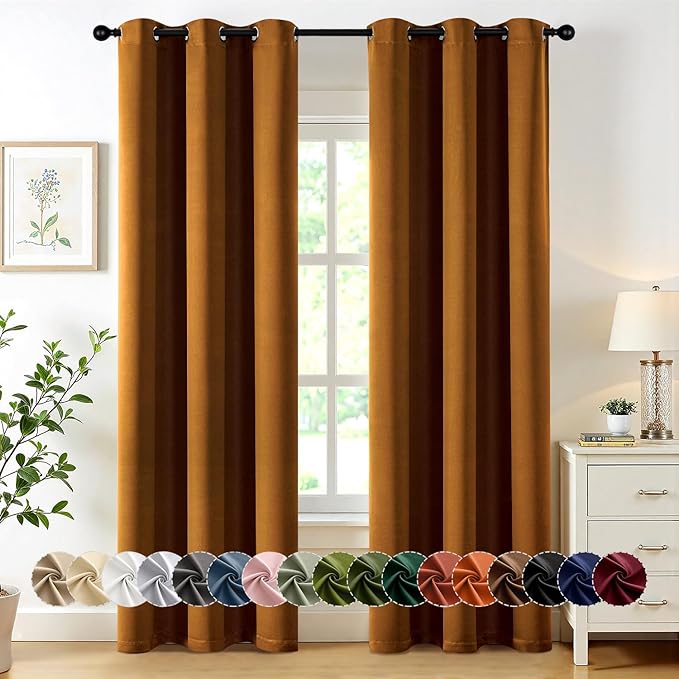 MIULEE Gold Brown Blackout Curtains by MIULEE