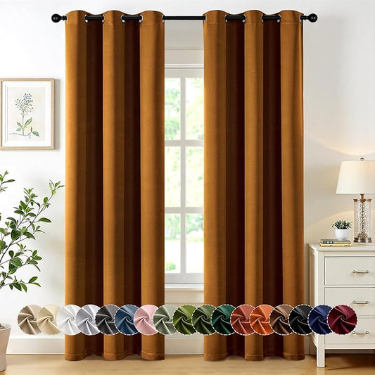 MIULEE Gold Brown Blackout Curtains by MIULEE