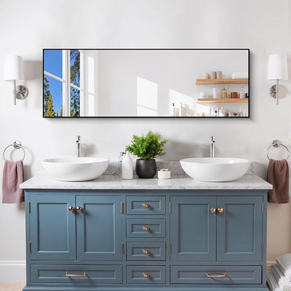Black Bathroom Mirror for Wall, 16x48 Inch Rectangle Mirror - Image 9